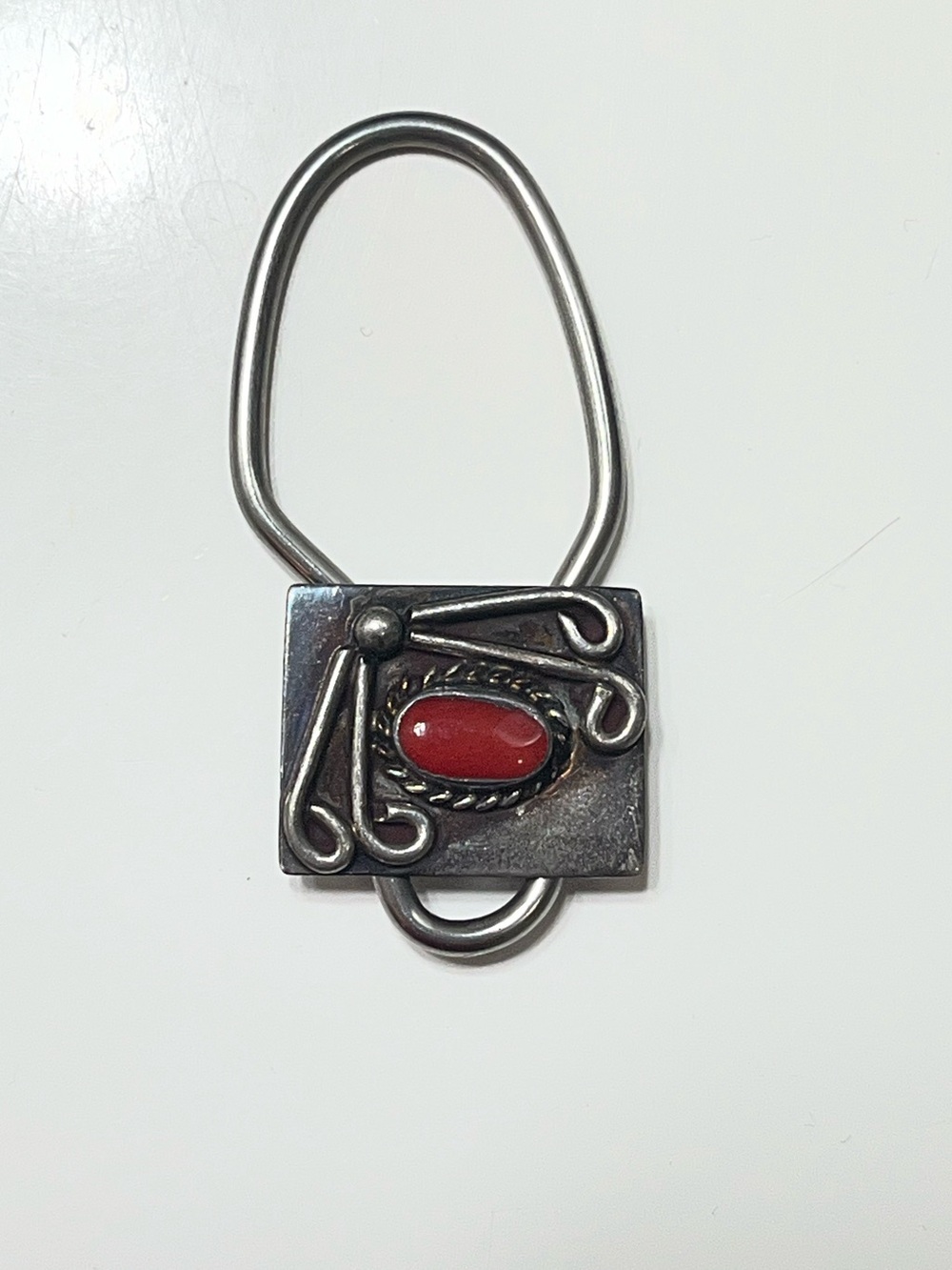 Vintage Bennett Pat. Pending C-31 Navajo Red Coral Sterling Silver Key Holder